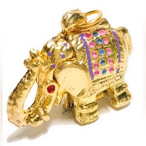 Lucky Elephant Key Chain with Chamber Charm Locket Gold